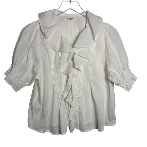 Natural Life White Cotton Ruffle Front Blouse Women’s Size Small boho - Picture 2 of 10